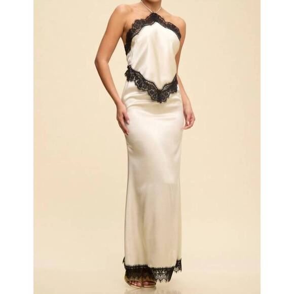 LUXXEL Dresses & Skirts - NEW LUXXEL aria halter lace maxi dress in champagne